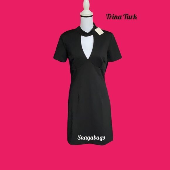 TRINA TURK NWT CAMARI CHOKER COLLAR SHEATH DRESS BLACK SIZE 8 - Picture 4 of 9